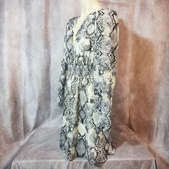 Leith Snake Print Smocked Minidress Size XS - Picture 3 of 8